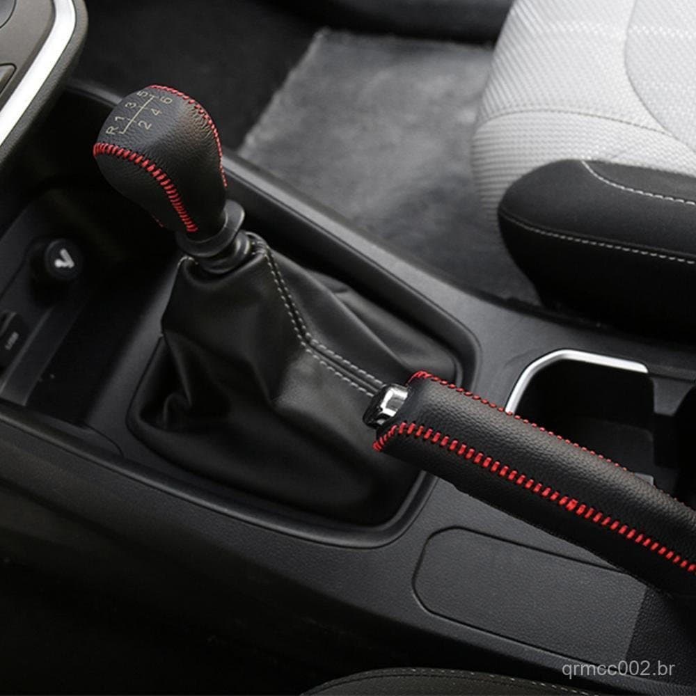 TKEY Capa De Couro Para Botão De Mudança De Cabeça De Carro , 2 Peças , Coleiras , Freio De Mão Hyundai Creta ix25 2018