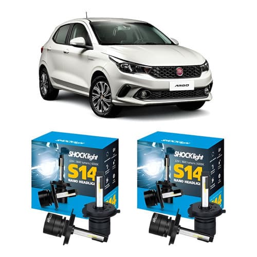 Kit Lâmpada Shocklight S14 Argo 2017 Farol Alto/baixo-milha H7 - H8 Preto Branco-neutro
