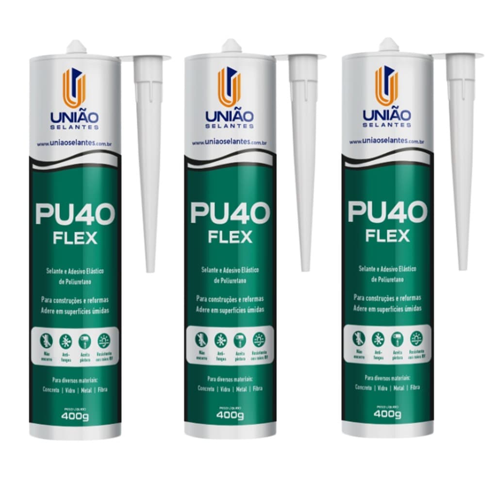 Pu 40 Flex Adesivo Silicone Para Construção Cinza Selante Concreto Metal Vidro Opção: 1, 2 ou 3 unid