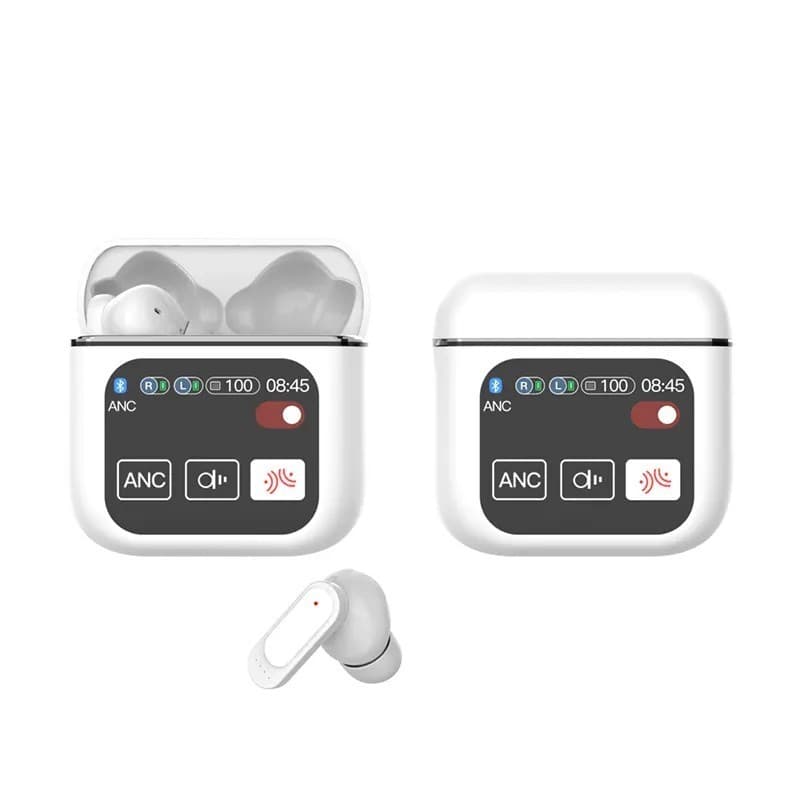 A9 Pro Touch Screen ANC/ENC Fone De Ouvido Sem Fio TWS Bluetooth 5.4 Longa Duração Da Bateria