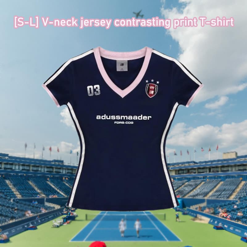 Com Decote Em V Curto Contraste Cor Bloco Impressão De Manga Curta Camiseta Superior Personalidade Tamanho Grande Magro