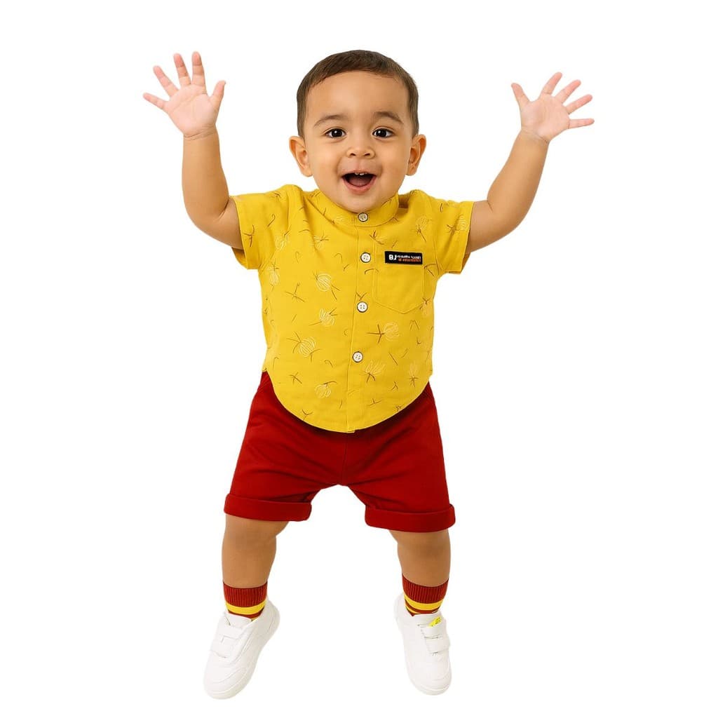 Conjunto Roupa Mauricinho Infantil Temático Menino Laranja