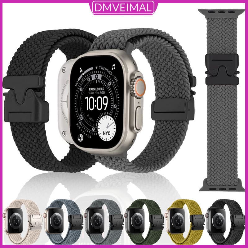 Pulseira De Nailon Tecido Para Relógio IWatch Apple Watch Ultra 3/2 49mm Série 11 10 9 8 7 6 5 SE 3 46 45 44 42 41 40mm