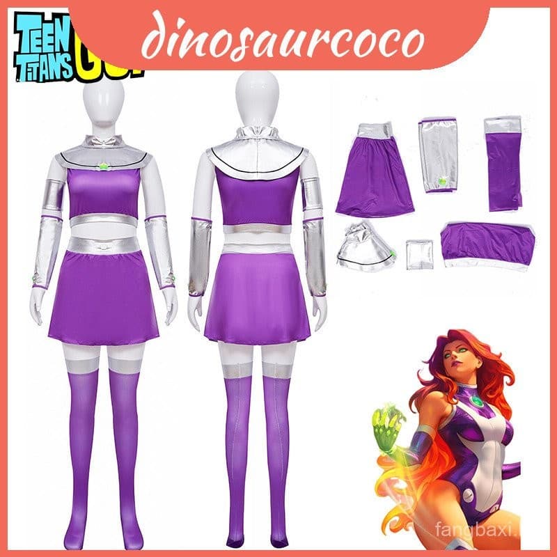 Vibrante Adolescente Titãs Starfire Cosplay Traje Peruca Para Adultos Perfeito Halloween Masquerade Com Quadrinhos