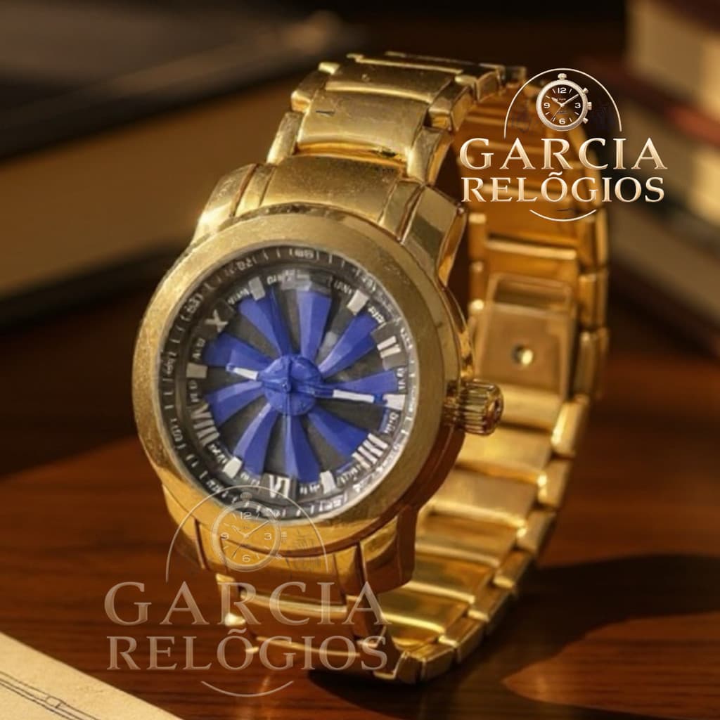 Relógio Masculino GC Luxo Dourado com Roleta Exclusive