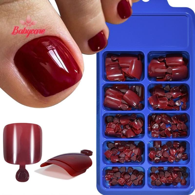 BYCE > 100 Peças De Unha Falsa Natural Cor Sólida Prensa No Dedo Do Pé Cobertura Completa Dicas De Arte De Unhas Quadrad