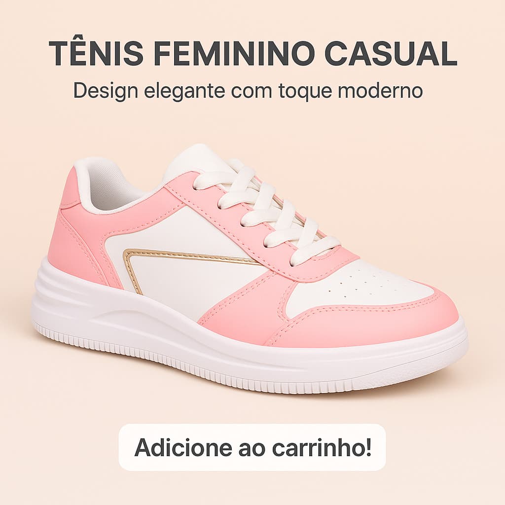 Tênis Casual Feminino Estiloso Elegante Dia a Dia Básico - Promoção Envio Imediato