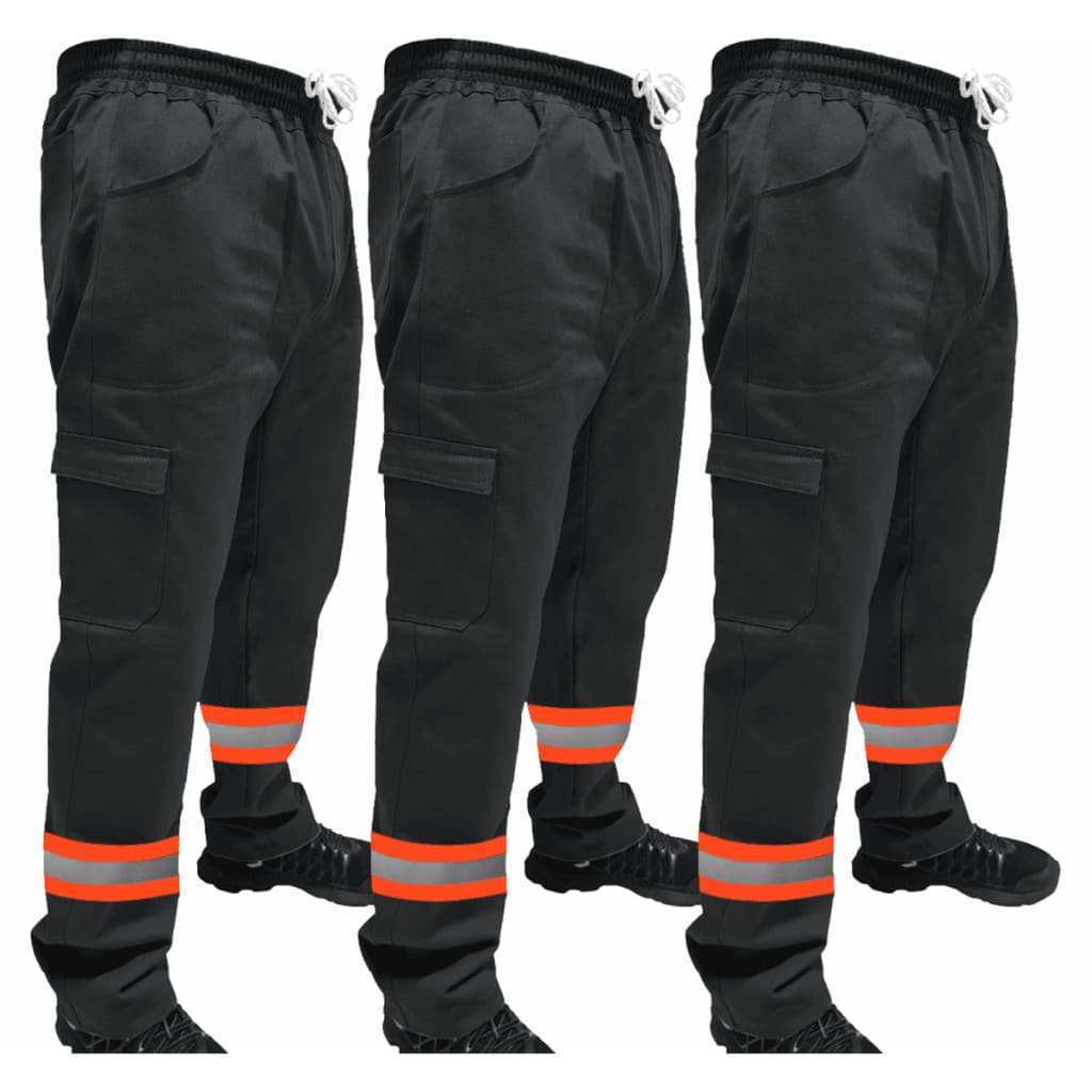 Kit C/ 3 Calça de Uniforme Serralheiro Brim Profissional Reforçada Com Faixa Refletiva Laranja