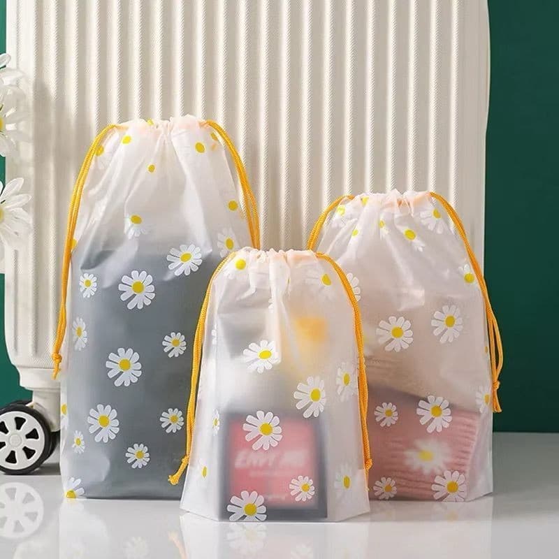 Kit 5 Sacos Organizadores Com Cordão Ajustável Para Guardar Peças Roupas Calçados De Viagem Reutilizáveis