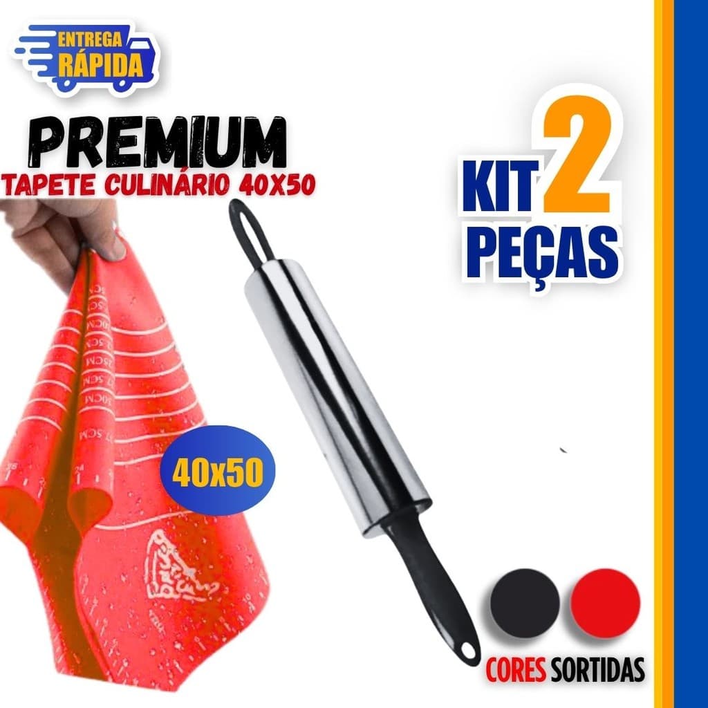 Tapete 40x50 Culinário De Silicone Antiaderente Confeitaria, Rolo de Massa Giratório De Inox Pão Pães Coxinha Salgados