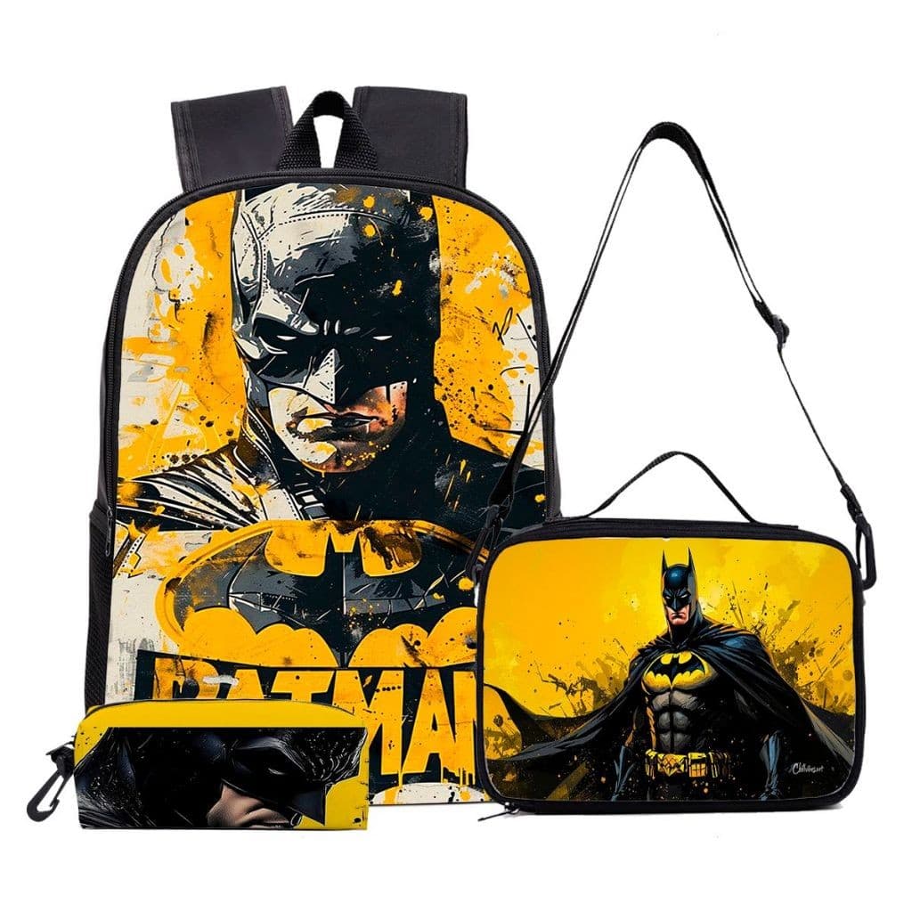 OFERTA! Kit Escolar 3 Peças Batman DC Comics Infantil Menino 2026 | Mochila Lancheira Estojo PROMOÇÃO