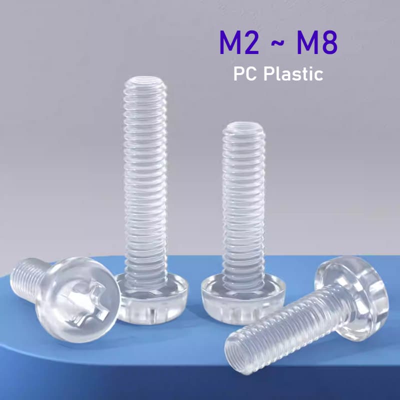 M2 M2.5 M3 M4 M5 M6 M8 Cruz Acrílica Transparente Cabeça Redonda Nylon Parafuso Phillips De Plástico