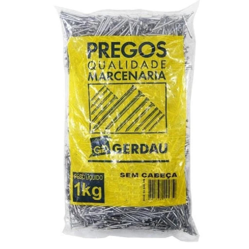 Prego Sem Cabeça Polido 1Kg Aço Carbono Construção Marcenaria Acabamento Fixação Madeira