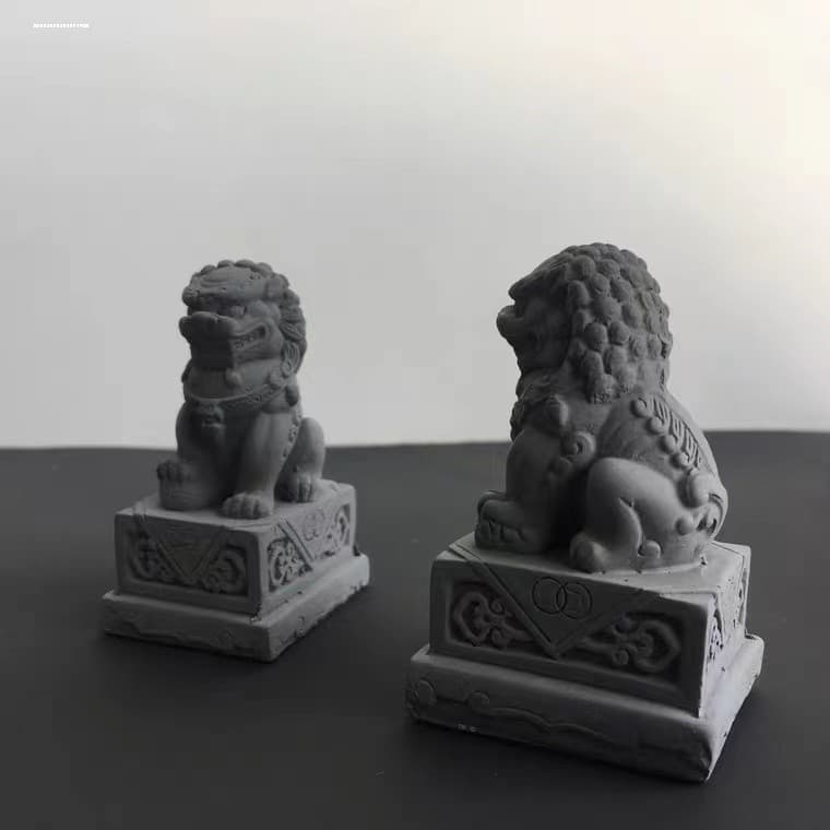 Escultura em pedra grande escala pedra leão par relógio porta empresa doméstica decoração de porta empresarial