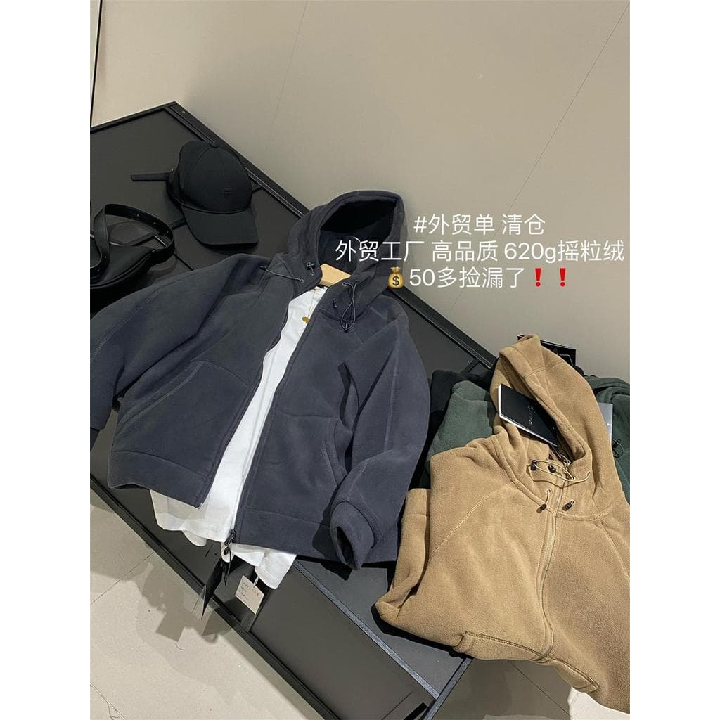Peso de inverno de uma peça 620g!25 outono inverno masculino engrossado dupla face velo jaqueta com capuz jaqueta Casual