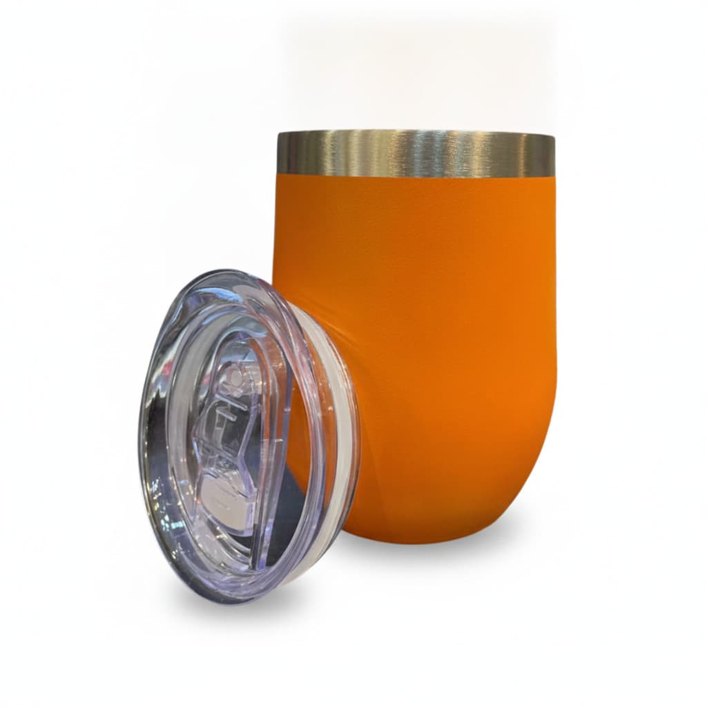 Copo Térmico Inox 360ml Laranja Estilo Cuia com Tampa Antivazamento para Café Chá Tereré