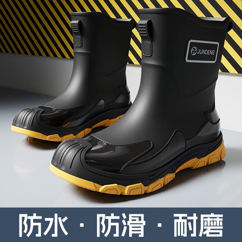 Botas de chuva militares Deng de cano médio, homens, mulheres, verão 2026, novo estilo, à prova d'água, antiderrapante,
