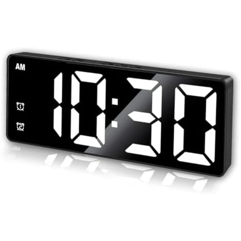 Despertador Digital Pequeno , Relógios Eletrônicos LED De Superfície Espelhada Com Display Grande , Brilho Ajustável E M