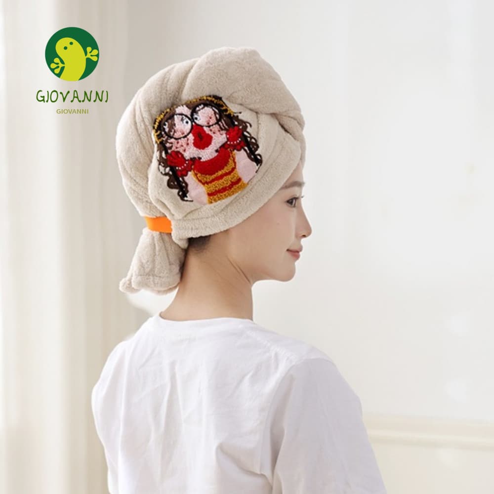 Chapéus De Banho GIOVANNI , Boné De Cabelo Seco De Desenho Animado De Veludo Coral , Elegante , Macio , De Secagem Rápid