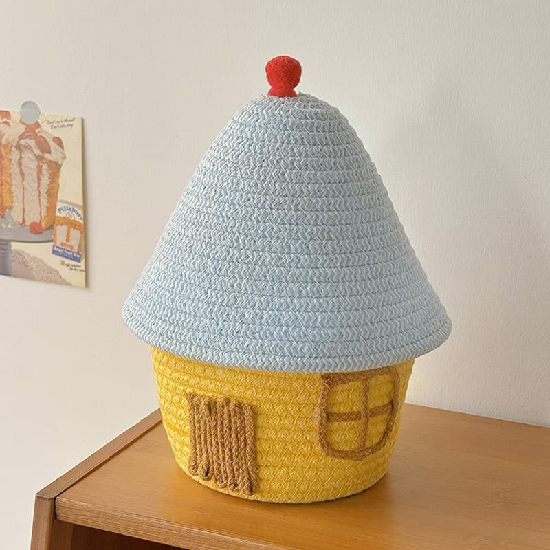 Cesta de armazenamento de tecido para casa pequena, cesta de armazenamento de artigos diversos para lanches, caixa de ar