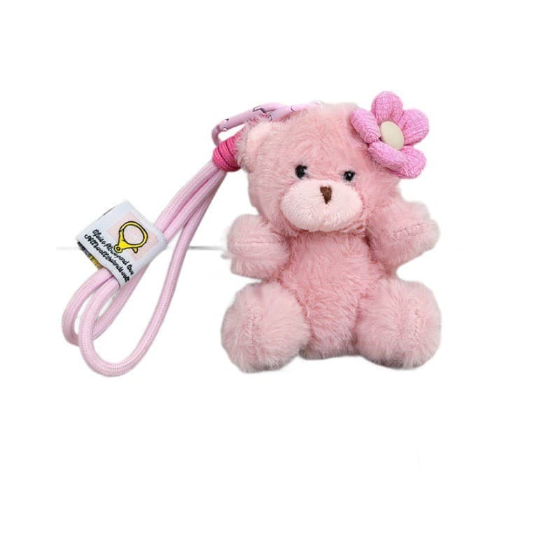 Estilo coreano ins bonito urso de pelúcia pingente menina mochila boneca pingente criativo flor urso boneca de pelúcia