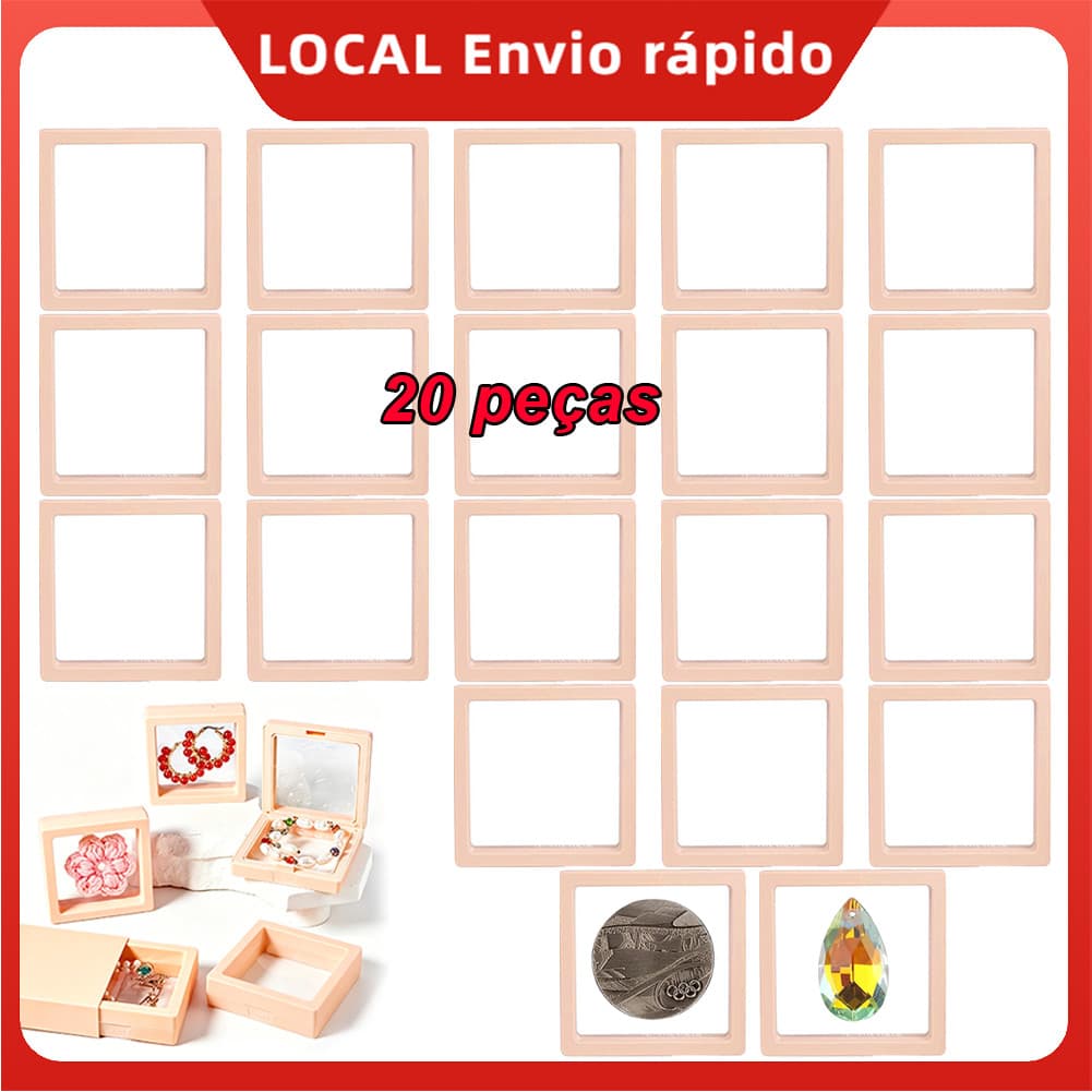 Kit 20 Caixa de Armazenamento de Joias Anti Oxidação PE 3D Rosa 7x7cm – não amarela, para casa/escritório