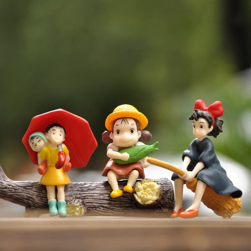 Conjunto de 3 peças de 4-6 cm, "Meu Vizinho Totoro" e "O Serviço de Entregas da Kiki" de Hayao Miyazaki, Boneco de PVC e