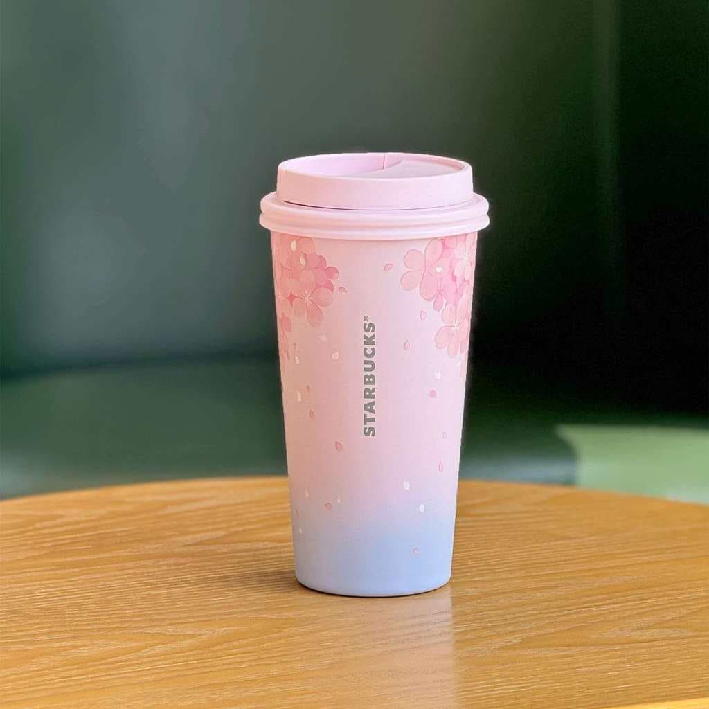 Starbucks 2025 flor de cerejeira primavera flor gradiente pequeno fresco carro Push tampa beber direto 316L isolamento t
