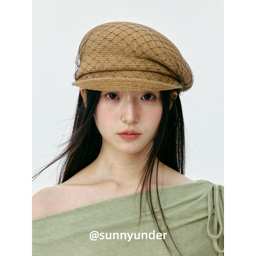 Elegante gaze palha Newsboy chapéu feminino primavera verão estilo coreano rosto-olhando pequeno rosto-cobrindo guarda-s