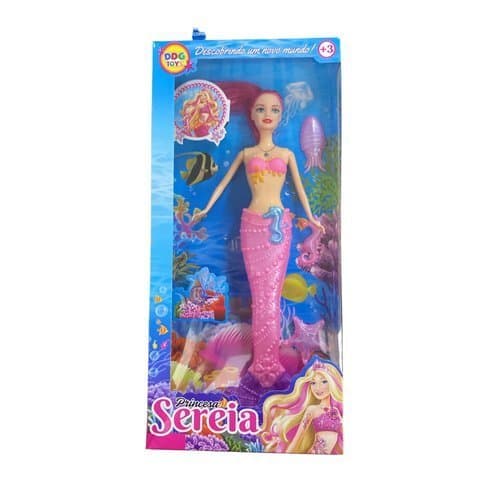 Boneca Sereia Infantil Com Luzes Som Acessorios Princesa Magical Encantada