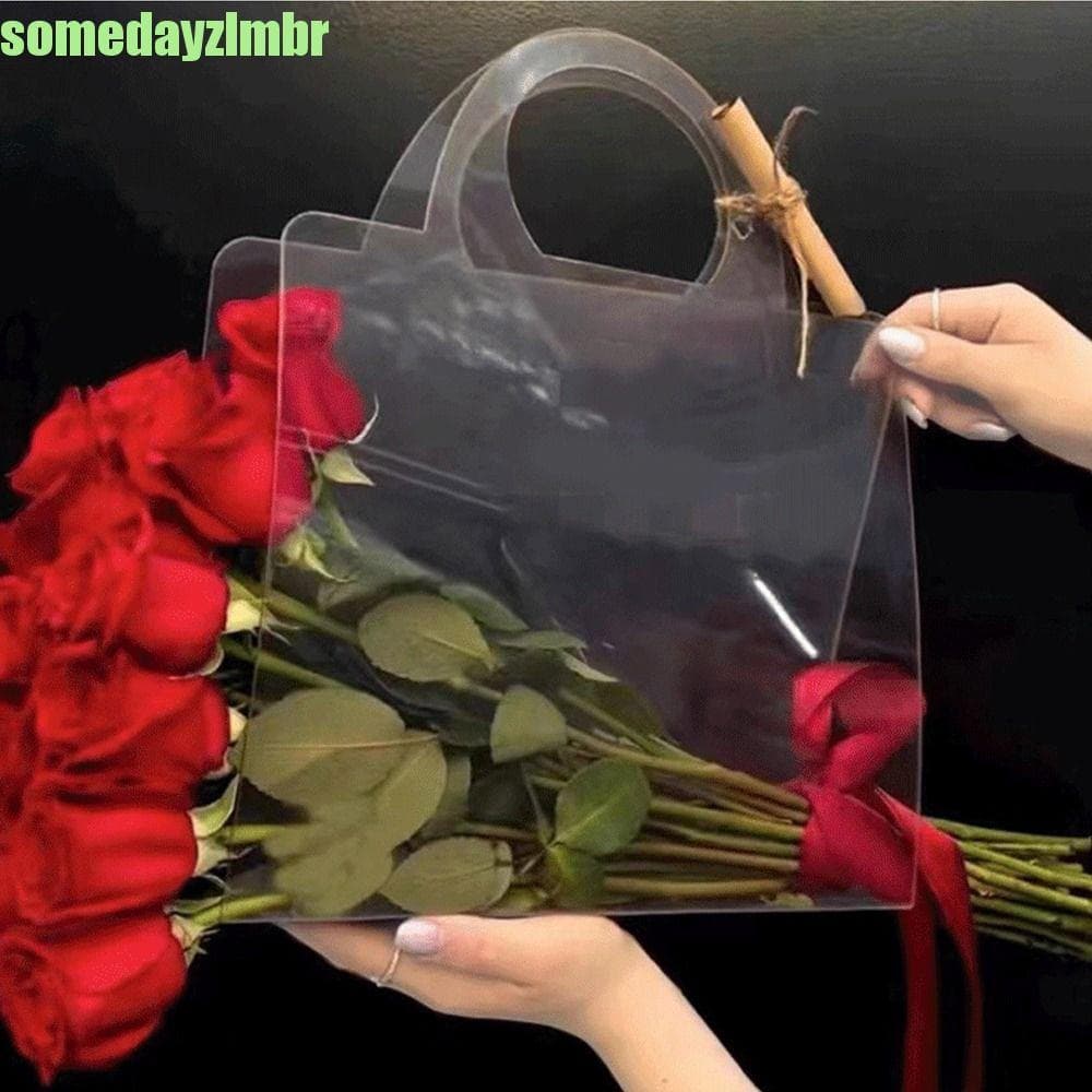 SOMEDAYZL0M Bolsa De Flores Transparente , Com Alça , Caixas De Embrulho De Buquê , Para Animais De Estimação