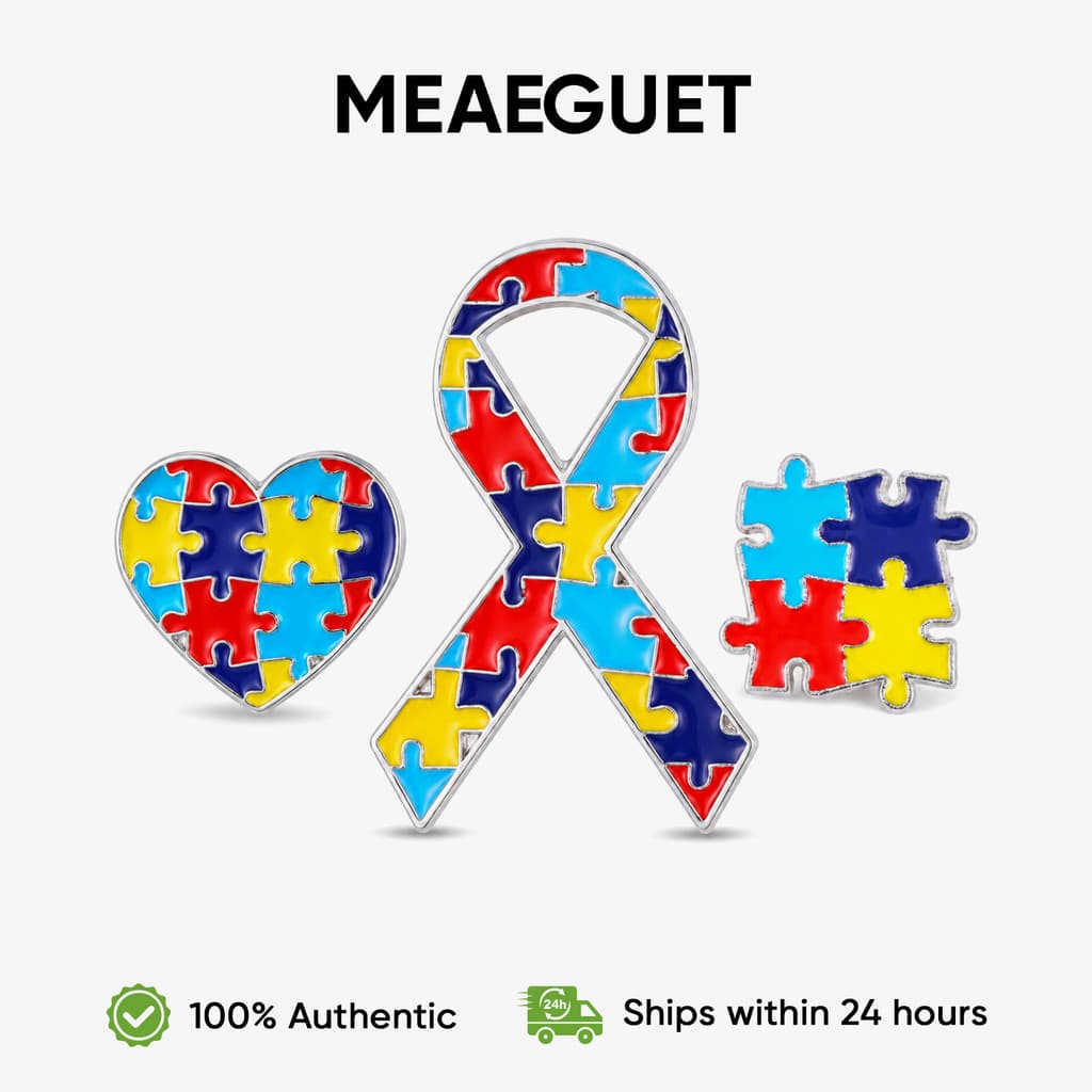 Meaeguet Autismo Pin Colorido Quebra-Cabeça Fita Broche Crachá Para Roupas Mochila Crianças Adolescentes Adultos