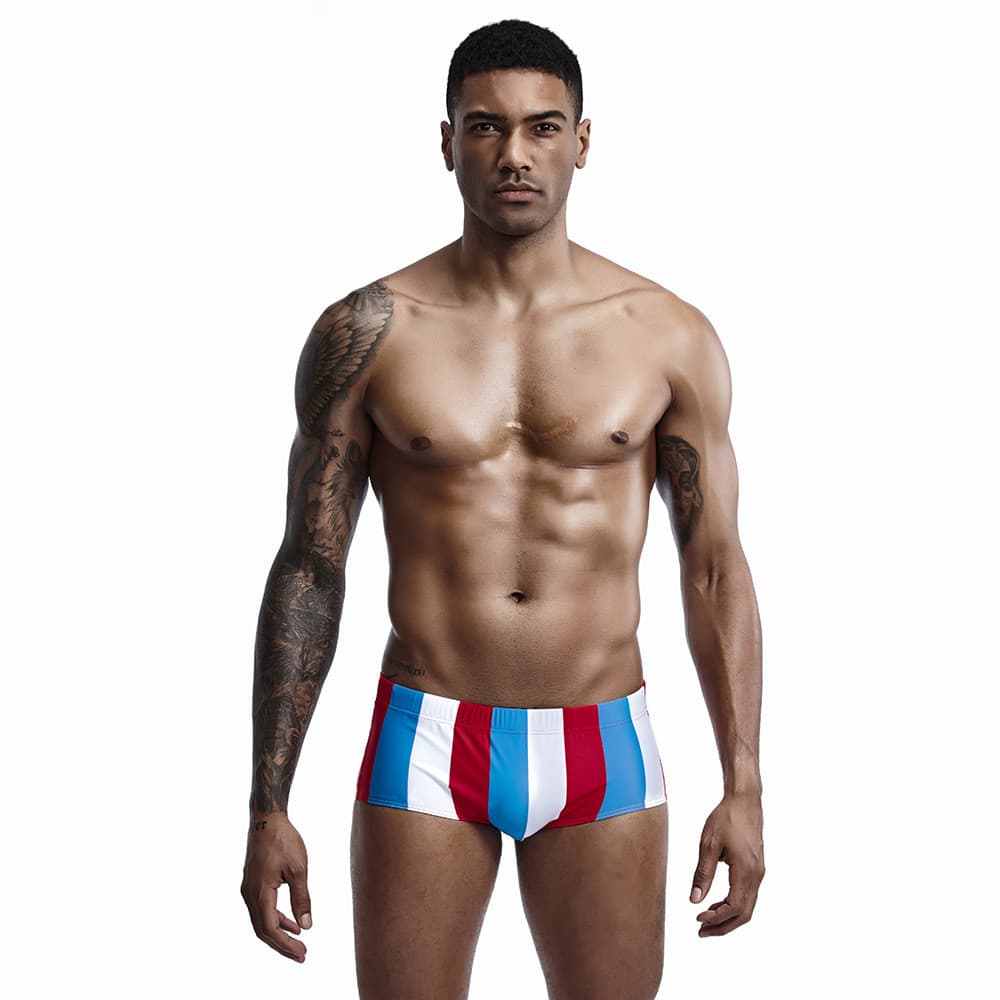 SEOBEAN SEOBEAN Maiô masculino de secagem rápida com listras numéricas Boxer Sw