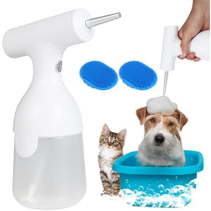 Escova De Banho Para Cães E Máquina De Espuma | Shampoo Acessórios Lavagem De Distribuidor Recarregável Sabonete , Branc