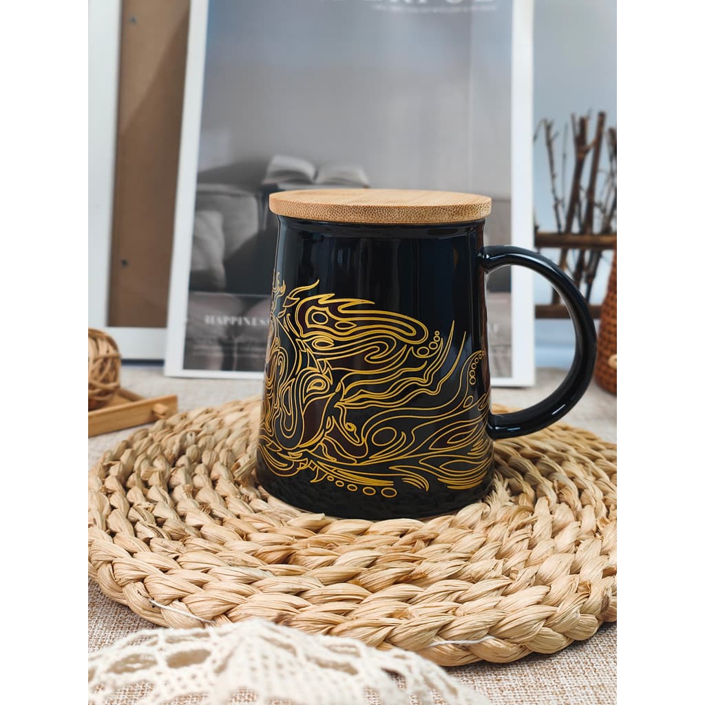 Sichuan Chengdu Presente Tianfu Cultural Criativo Sol Deus Mudança Rosto Preto Aquecimento Mudança de Cor Caneca Present