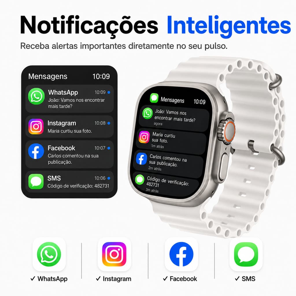 Smartwatch S9 Ultra com Modos Esportivos Caminhada Corrida Ciclismo Monitor de Frequência Cardíaca
