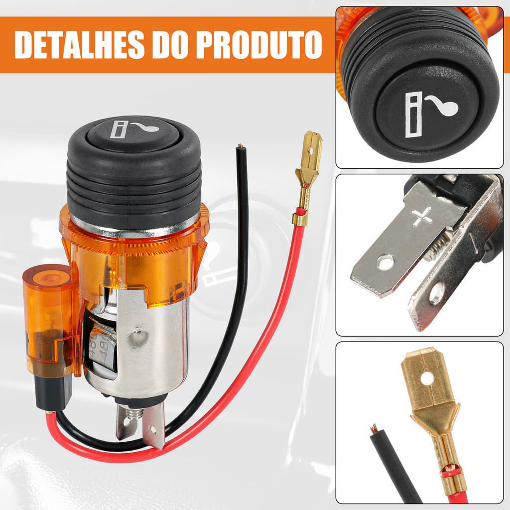 Carregador universal para carro, acendedor tomada de carro, adequado para todos os veículos, amarelo