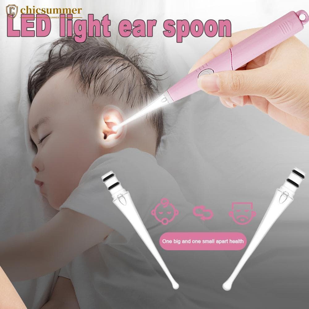 CHICSUMMER Limpador De Orelha De Bebê , Ferramenta Luminosa De Remoção De Cera , Lanterna , Removedor De Ouvido , Colher