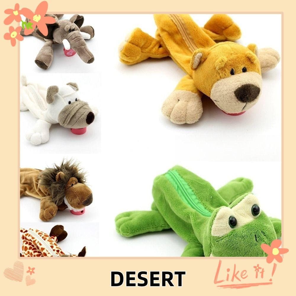 Sacos De Lápis DESERT , Bolsa Kawaii De Pelúcia Fofa , Papelaria De Macaco Leão De Grande Capacidade De Animais Da Flore