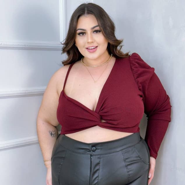 Cropped Mula Manca Manga Longa Feminino Um Ombro Só Top Nula Manga Blogueira