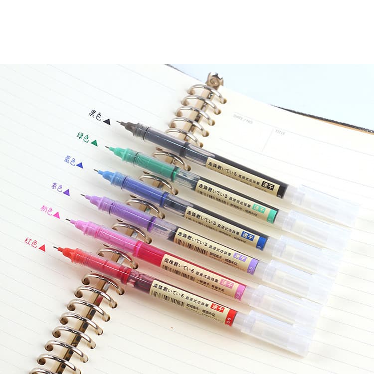 Caneta Rollerball líquida reta tipo tubo de agulha de tinta autocontrole, caneta Gel de secagem rápida, assinatura de es