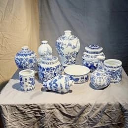 CYYEYU azul branco porcelana conjunto de 10 peças arte ainda vida cerâmica pote arte ferramenta aquarela acrílico pintur