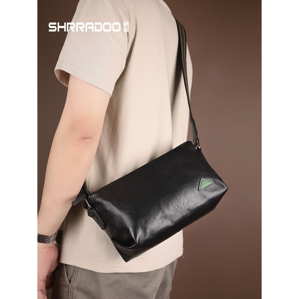 Bolsa mensageiro de couro de primeira camada, bolsa de ombro masculina 2026, novo estilo, couro genuíno, grande capacida