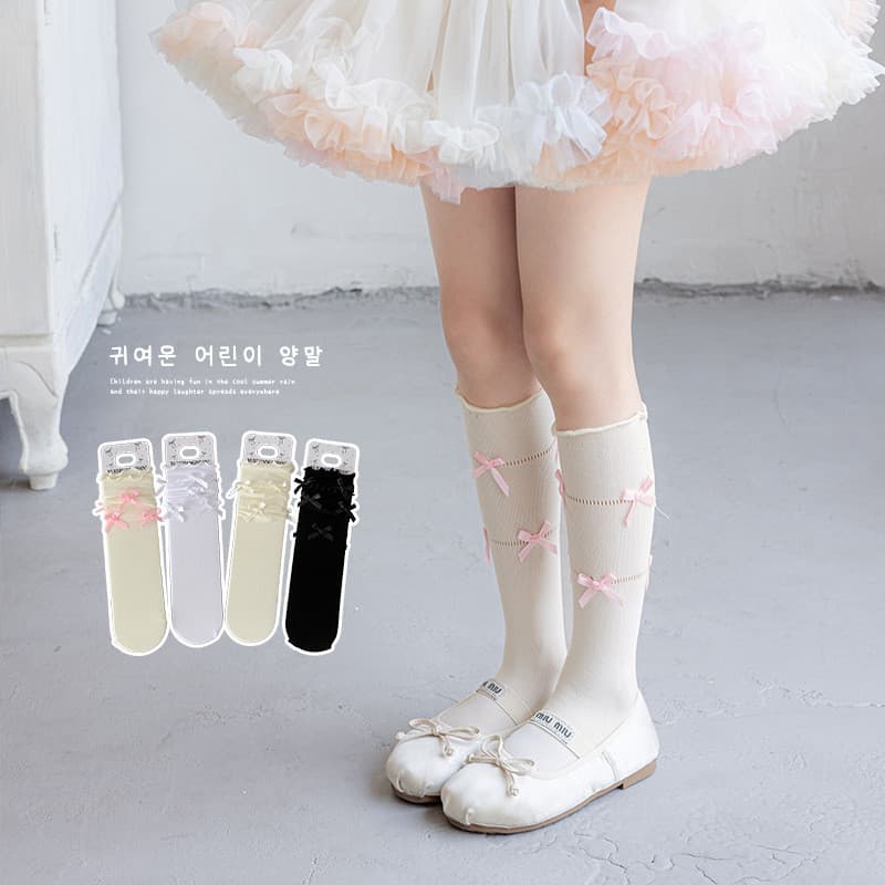Moonkids roupas infantis meninas estilo balé meias pilha verão estilo fino lolita arco meias infantis de cano médio