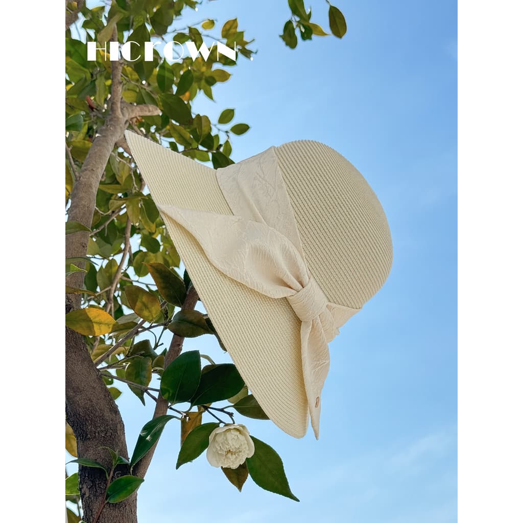 Verão estilo japonês arco chapéu feminino moda All-Match chapéu de palha ao ar livre praia protetor solar chapéu de sol