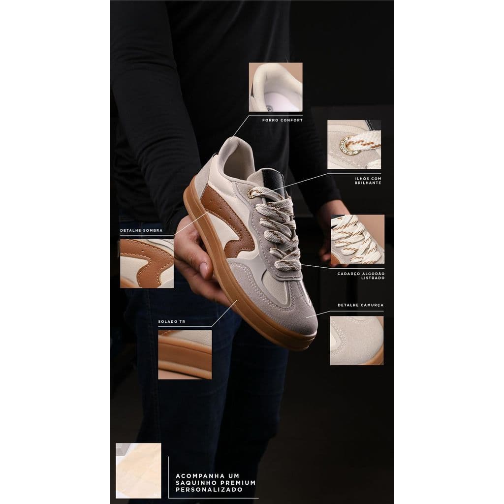 Tênis Feminino Plataforma Colvir Jade Luxo Conforto Casual
