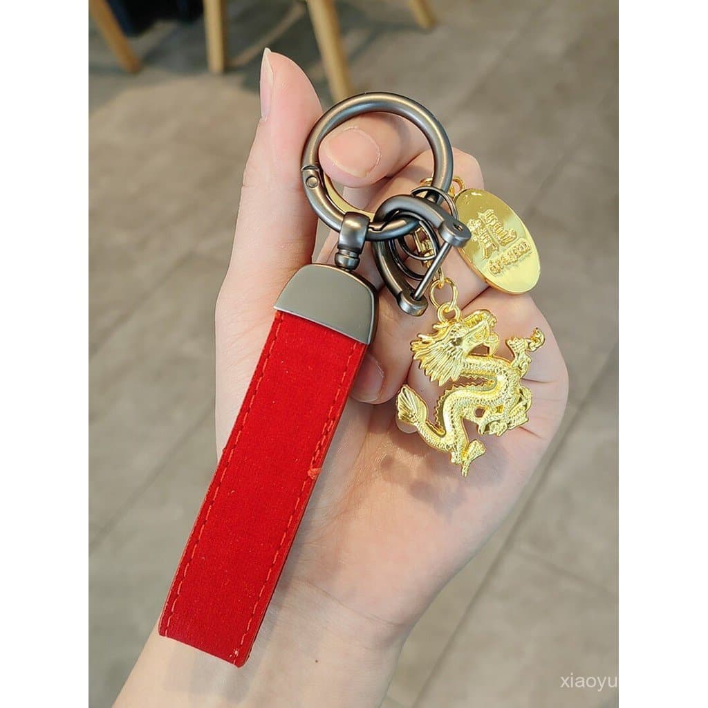 Pingente de chaveiro de dragão criativo, chaveiro de dragão dourado, presente de metal, chaveiro, lembrança de aniversár
