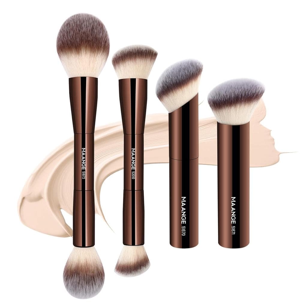 MAANGE Conjunto de 4 Pincéis de Maquiagem para Base, Pincel Kabuki de Dupla Face para Contorno, para Cosméticos em Líqui