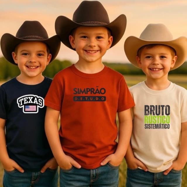 kit 3 camisetas rodeio roça texas txc bruto infantil sortidas juvenil country algodao blusas cowboy
