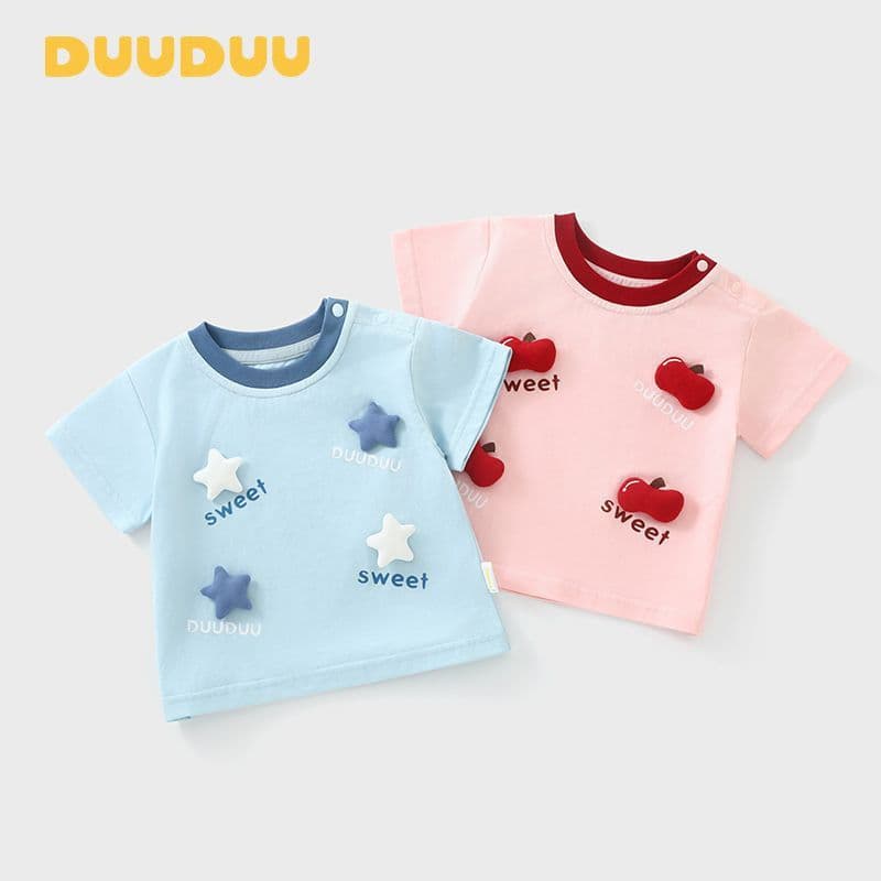 DUUUDUU meninos roupas de verão 2026 cor sólida bebê menina moda topo estilo coreano classe a crianças camiseta de manga